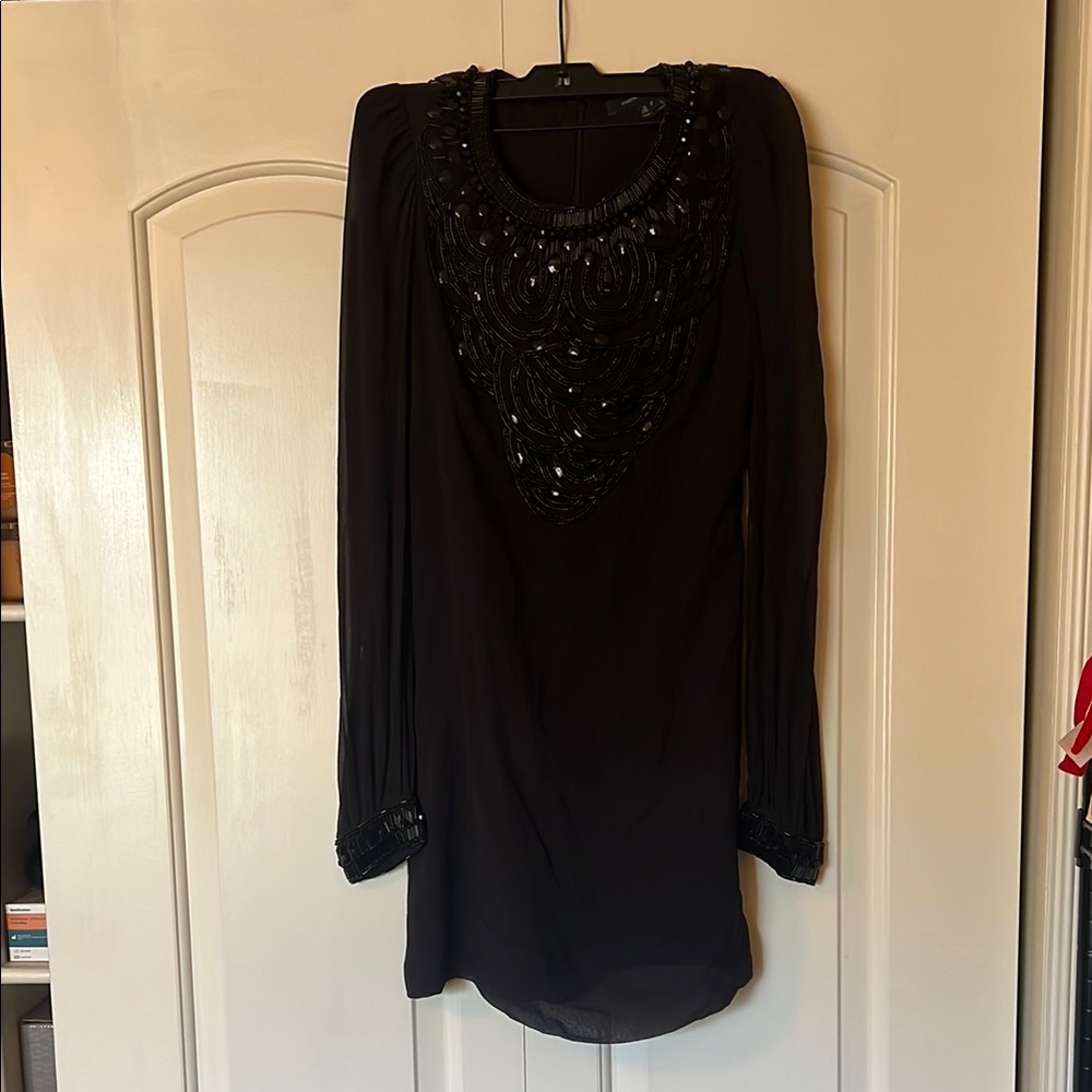 French Connection Black Bishop Sleeve Cocktail Dress